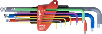 Produktbild von Wiha Stiftschlüssel Set im ProStar Halter Sechskant-Kugelkopf 9-teilges Set farbig leuchtend