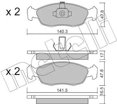 Produktbild von METELLI Bremsbeläge Satz Vorne Bremsklötze passend für PEUGEOT 106 II Schrägheck (1A, 1C) 22-0156-1