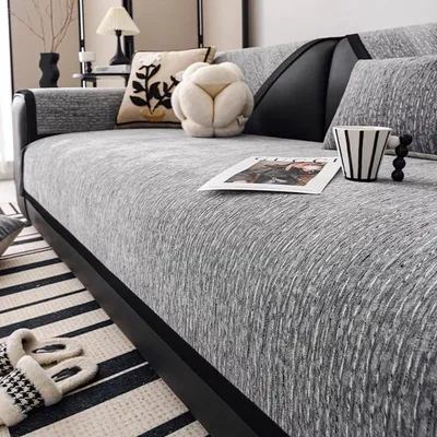 Immagine prodotto di Copridivano in ciniglia, grigio, 70 x 120 cm, antiscivolo