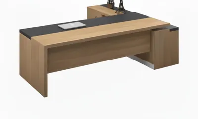 Produktbild von Elegant Chefschreibtisch Moderner Stil Holzrahmen Hellbraun, Schwarz