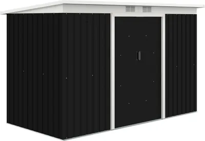 Imagen del producto de Outsunny, cobertizo para herramientas de jardín de acero con puertas correderas, 280x130x172 cm, color gris