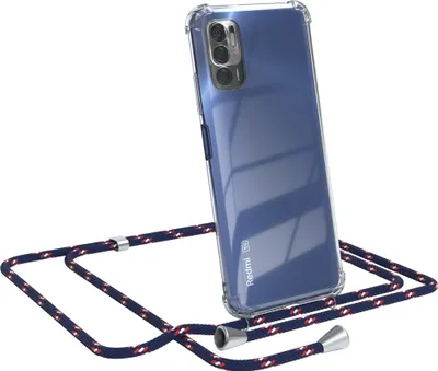 Produktbild von EAZY CASE Handykette kompatibel mit Xiaomi Redmi Note 10 5G, Handyhülle mit Umhängeband, Handykordel, Schutzhülle Clear, Band in Blau