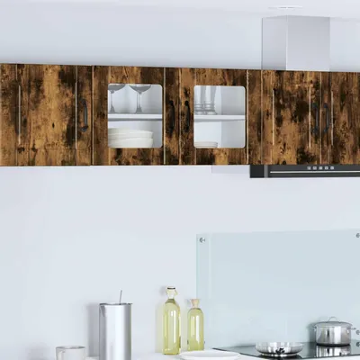 Produktbild von vidaXL Wandglas-Schrank PORTO Geräucherte Eiche 80 x 31 x 40 cm