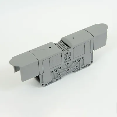 Obrázok produktu pre ONKA 120mm2 M10 Skrutkovacia svorkovnica na DIN lištu s ochranným krytom, sivá, 1030073