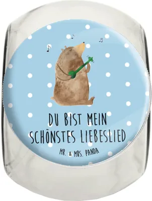 Produktbild von Mr. & Mrs. Panda Kaffeedose Bär Lied L 870ml - Blau Pastell - Geschenk, Herz, Freundin, Teddy, Dekoglas, Teedose, Spruch, Valentinstag, Vorratsglas, Lebensmittelbehälter