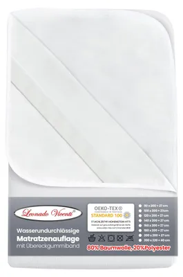 Produktbild von Wasserdichter Matratzenschoner aus Baumwollmischgewebe 160x200 cm Weiß Einfarbig mit Eckgummis