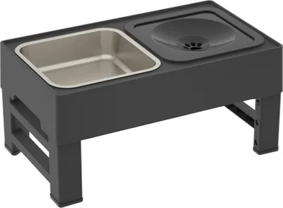 Produktbild von MODFU Hundenäpfe klappbar, Tisch mit Edelstahlnapf, Höhenverstellbarer Hundenapf, Futternapf für Haustiere, 2-in-1 Futternapf und Trinknapf