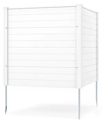 Zdjęcie produktu dla COSTWAY 2-częściowe ogrodzenie ogrodowe 123 x 123 cm, ogrodzenie ze słupkami z ocynkowanej stali i nasadkami ochronnymi, dekoracyjne ogrodzenie osłonowe, wolnostojące ogrodzenie wtykowe, białe