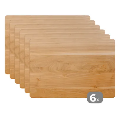 Obrázok produktu pre MuchoWow® Podložky Sada 6 podložiek Umývateľné podložky 30x45x0.3cm Štruktúra dreva z ľahkého a hladkého dreva Podložka pod stôl Nekĺzavá a odolná