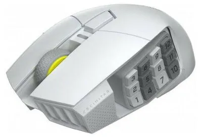 Zdjęcie produktu dla Corsair SCIMITAR ELITE WIRELESS SE, Po prawej stronie, Optyczny, RF Wireless + Bluetooth, 33000 DPI, 1 ms, Biały