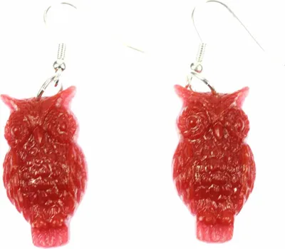 Produktbild von Eule Ohrringe Eulenohrringe Miniblings Ohrhänger Uhu Kauz Vogel Vögel Nacht rot