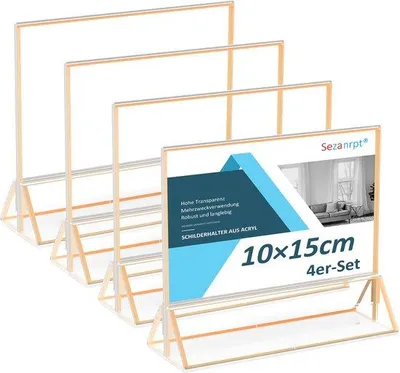 Immagine prodotto di Cornici dorate 10x15 cm orizzontali in acrilico, confezione da 4
