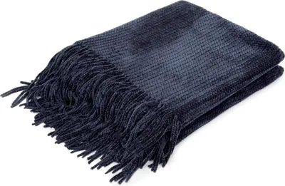 Zdjęcie produktu dla Koc pluszowy narzuta na sofę koc polarowy koc CHENILLE Koc z żinylki ciemnoniebieski 130x170 cm HOMLA