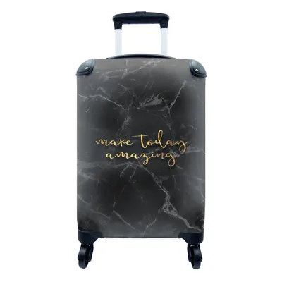 Produktbild von MuchoWow® Koffer Handgepäck Trolley Rollkoffer Kleine Reisekoffer mit 4 Rollen - Zitate - Motivation - Gold - Marmor - Cabin Size < 55x40x23 cm & 55x40x20 cm - Fotokoffer - Kabinenkoffer - Boardgepäck - Reise-Box - Reisekoffer - Reisegepäck - Koffer mit Bild - Trolley für Kinder