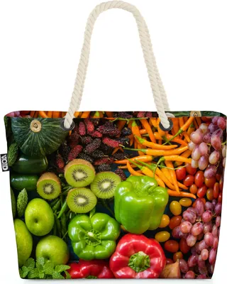 Produktbild von VOID Obst Gemüse Kochen Strandtasche Shopper 58x38x16cm 23L XXL Einkaufstasche Tasche Reisetasche Beach Bag