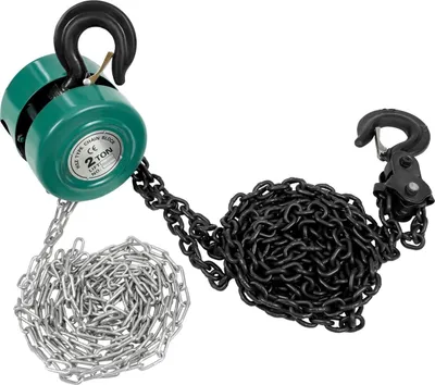 Produktbild von Handkettenzug - Kettenflaschenzug - 2 t Traglast, 2,9 m Hubhöhe, 3 m Kette, 2-Strang, 6 mm Kette, 360° Drehhaken - Grün