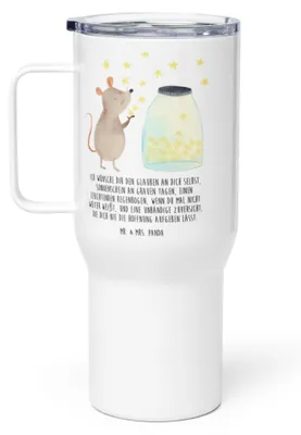 Produktbild von Mr. & Mrs. Panda Edelstahlbecher Maus Sterne - Weiß - Geschenk, Teetasse, Mehrwegbecher, thermosbecher, Schwangerschaft, Kindergeburtstag, Träume, Geburtstag, Reisebecher