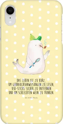 Produktbild von Mr. & Mrs. Panda Iphone XR Handyhülle Robbe Sherlock - Gelb Pastell - Geschenk, Lustige Sprüche, Premium Kunststoff, Handy Case