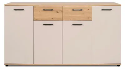 Imagen del producto de Calicosy - Aparador 4 puertas, 2 cajones efecto roble y cachemira L160 cm - LINO