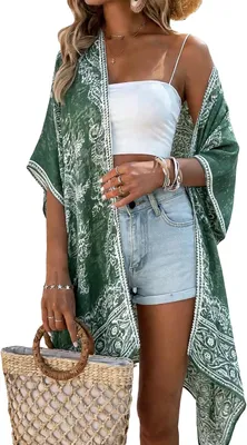 Produktbild von Badebekleidung Kimono Damen, Blumenmuster, leicht, für Strand