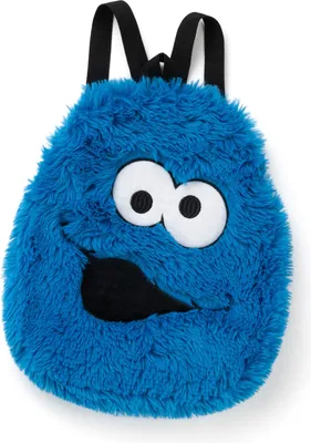 Produktbild von Sesamstraße Krümelmonster Plüsch Rucksack 33 x 28 cm mit verstellbaren Gurten Plüschtier Blau
