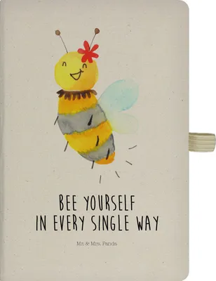Produktbild von Mr. & Mrs. Panda din a5 notizbuch Biene Blume - Transparent - Geschenk, Tagebuch, Kariert, Kladde, Skizzenbuch, Reisetagebuch