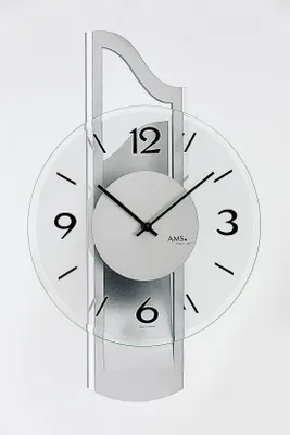 Produktbild von Wanduhr Glaszifferblatt, Holzgehäuse &Metallauflage-AMS Modell: 9678