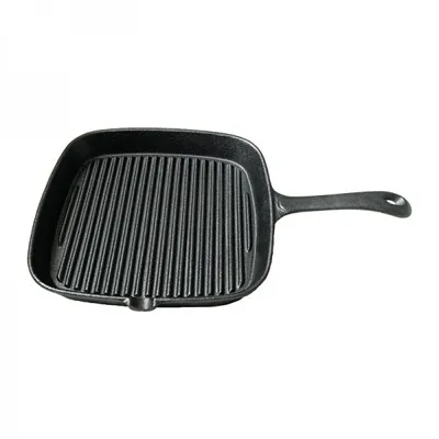 Produktbild von Grillpfanne aus Gusseisen - 22x22x3,5 cm - Rillen für tolles Branding