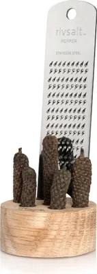 Produktbild von Rivsalt PEPPER Edelstahl-Reibe mit Pfefferstangen Größe: 1 Reibe, 1 Ständer & 5 Stangen, Farbe: mit 5 Pfefferstangen