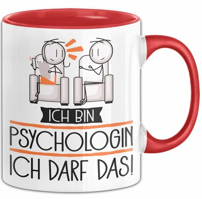 Produktbild von Geschenk für Psychologin Tasse Lustige Geschenkidee Geburtstag Ich Bin Psychologin Ich Darf Das (Rot)