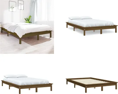 Produktbild von vidaXL Massivholzbett Honigbraun 200x200 cm Kiefer - Bettrahmen - Bettgestell - Bett - Holzbett