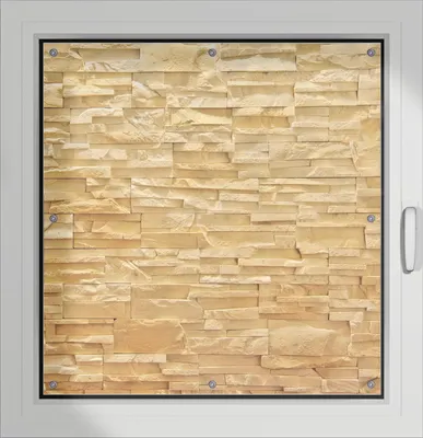 Produktbild von Wallario Lichtschutzbild, Dekorativer Sichtschutz Sonnenschutz 96 x 100 cm mit Motiv: Steinwand gelb-orange - Verdunklung ohne Bohren