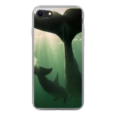 Produktbild von MuchoWow® Handyhülle Schutzhülle Hülle für iPhone 8 Delfin - Wasser - Blau Silikon Softcase Handy Hülle - Schutzhaube