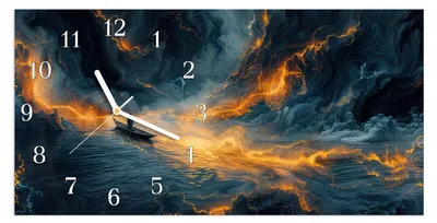 Produktbild von Wanduhr aus Glas mit Motiv Feuer und Wasser- 60 x 30 cm - inkl. Aufhängesystem