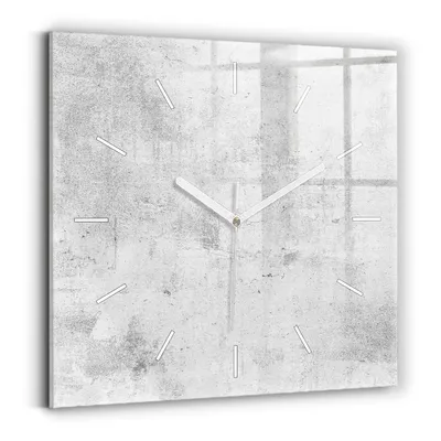 Produktbild von Wallfluent Wanduhr – Stilles Quarzuhrwerk - Uhr Dekoration Wohnzimmer Schlafzimmer Küche - Zifferblatt mit Striche - weiße Zeiger - 30x30 cm - Betonmauer