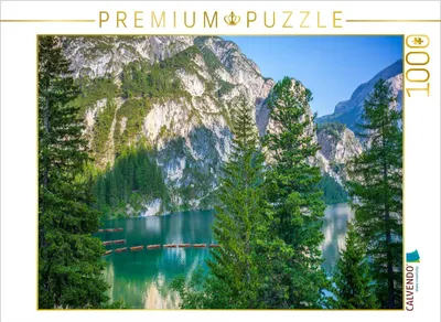 Produktbild von CALVENDO Puzzle Boote auf dem Pragser Wildsee | 1000 Teile Lege-Größe 64x48cm Foto-Puzzle für glückliche Stunden