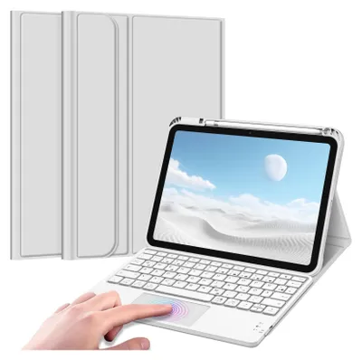 Produktbild von FINTIE Tastatur Hülle für iPad 11. Generation 2025 11", iPad 10. Generation 2022 10.9" Schutzhülle mit magnetisch Abnehmbarer Deutscher Tastatur und Touchpad Keyboard mit QWERTZ Layout, Silber
