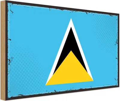 Produktbild von vianmo Holzschild 12x18 cm Saint Lucias Lucia Flagge Fahne Wappen