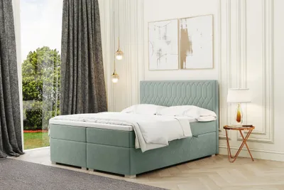 Produktbild von Boxspringbett Schlafzimmerbett DUSTY 180x200cm in Stoff Riviera Mint