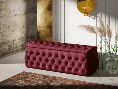 Produktbild von Polsterhocker mit Stauraum ERNESTO 160x50x45 cm Elisa Velvet Bordeauxrot