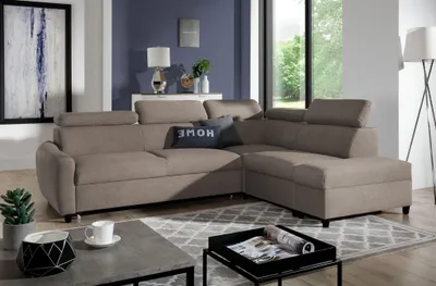 Produktbild von Ecksofa Schlafsofa Sofa ANTON in Stoff Esito Sand Ottomane Rechts