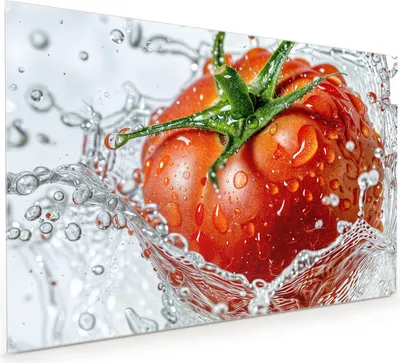 Produktbild von Küchenrückwand Spritzschutz Glas mit Motiv Tomate im Wasser 40 x 40 cm