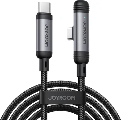 Productafbeelding van Joyroom S-A56 USB-C naar USB-C kabel, snellaadkabel 60 Watt PD, snelle oplaad- en datakabel, nylon gevlochten, voor smartphone en tablet, 1,2 meter, met hoekconnector