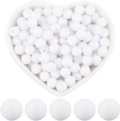 Obrázek produktu pro Kulaté akrylové korálky – 500 kusů – 8 mm, bílé, průhledné korálky pro výrobu šperků