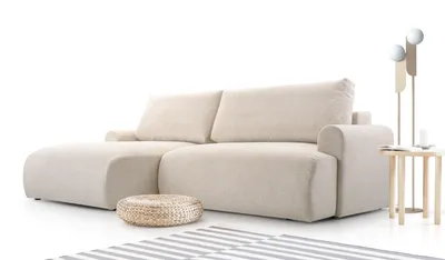 Produktbild von AX LIVING Beige L Couch Miniati Klein Sofa mit Schlaffunktion 260 cm L