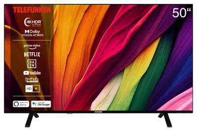 Telefunken 4K Fernseher 50 Zoll Smart TV (UHD, Dolby Vision HDR, Dolby Atmos, HD+ 6 Monate inkl.) D50U750R1CW