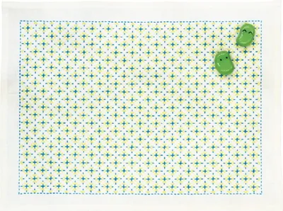 Produktbild von Olympus Hitomezashi Sashiko Stickpackung "Tischset", Stoff bedruckt, 33x43cm, Original aus Japan