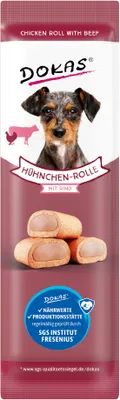 Produktbild von Dokas Dog Snack Hühnchen-Rolle mit Rind 10g