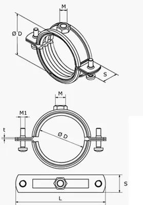 Obrázok produktu pre Dvojitá skrutková svorka M8, 48-53 6/4", A4 - balenie po 1 ks
