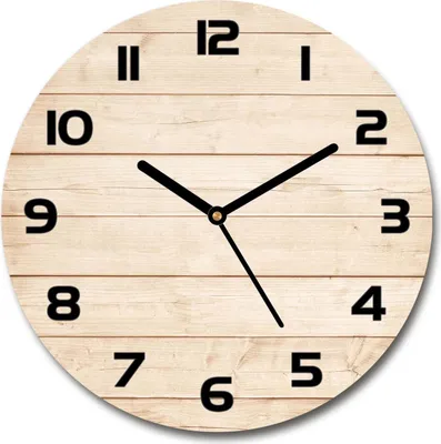 Produktbild von Wanduhr aus Glas 30fi Glasbild Glasuhr Gehärtetes Glas - schwarze-zeiger - Wooden background